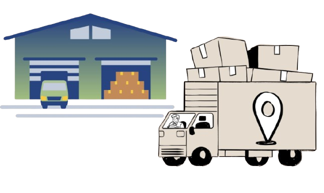 cartoon-style illustration that visually represents the concept of secure, professional, and reliable Chemical & Hazardous Materials Logistics