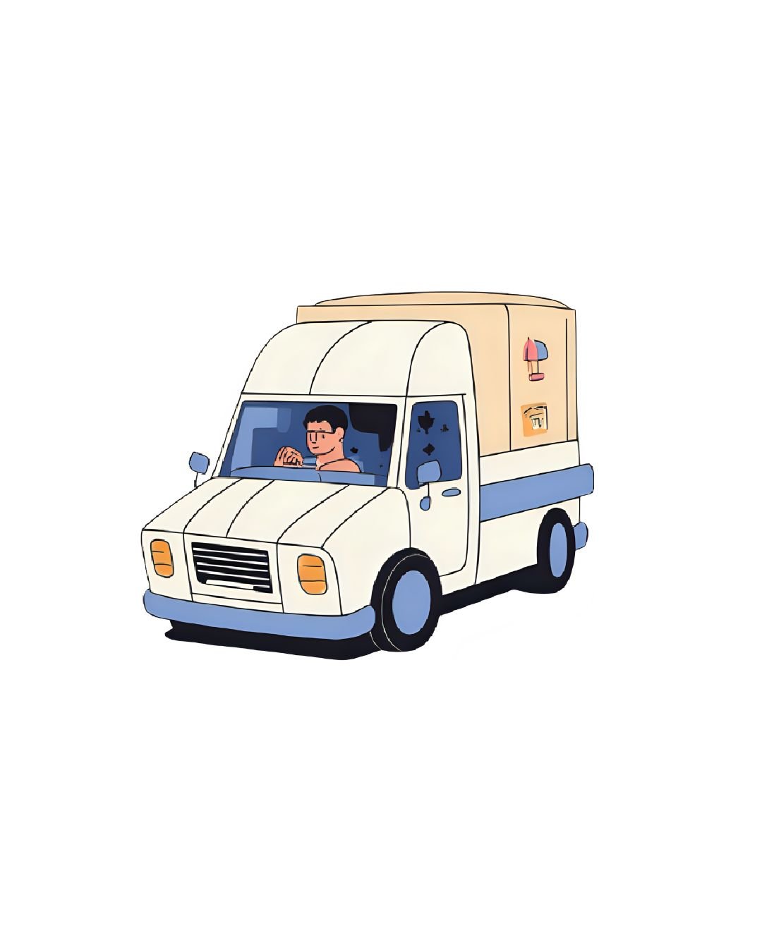 2D cartoon-style feature illustration that represents a professional, reliable food & beverage logistics operation