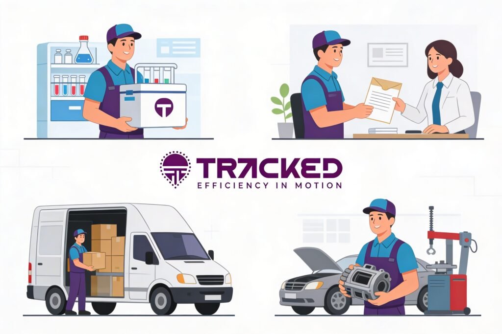 Industries that use same-day courier services including healthcare, legal, and e-commerce.